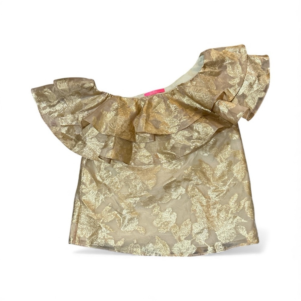 Lilly Pulitzer Gold Ruffle Off-Shoulder Top - Picture 5 of 5